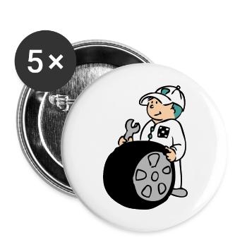 Pit Crew - Lot de 5 grands badges (56 mm) - blanc - Devant