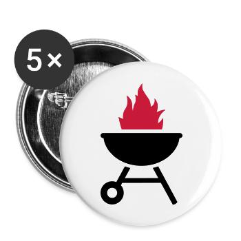Grill - Lot de 5 grands badges (56 mm) - blanc - Devant