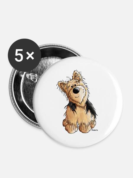 Yorkshire Terrier - Hund - Buttons groß 56 mm (5er Pack) - Weiß