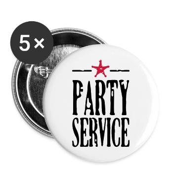 Partyservice / Party service (2c) - Buttons groß 56 mm (5er Pack) - Weiß - Vorne