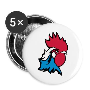 coq embleme france drapeau supporter 25 - Lot de 5 grands badges (56 mm) - blanc - Devant