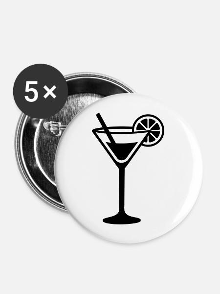 Cocktail - Buttons groß 56 mm (5er Pack) - Weiß