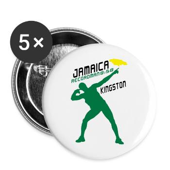 jamaica recordman kingston usain bolt - Lot de 5 grands badges (56 mm) - blanc - Devant