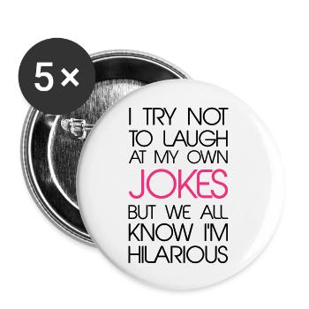 Jokes - Lot de 5 grands badges (56 mm) - blanc - Devant