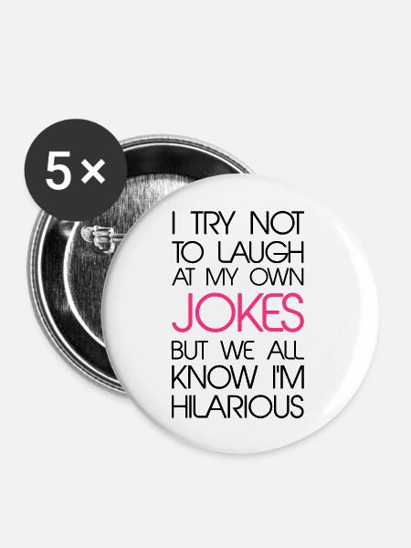 Jokes - Buttons groß 56 mm (5er Pack) - Weiß