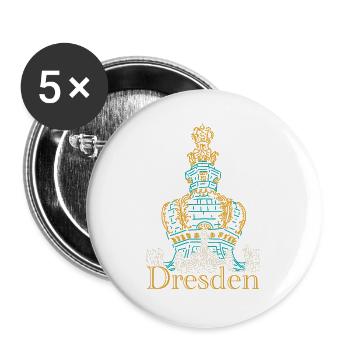 Dresden Zeichnung Zwinger, Handzeichnung - Buttons groß 56 mm (5er Pack) - Weiß - Vorne