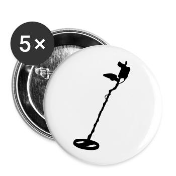 Metalldetektor Metall Detektor Zeichnung Metalldet - Buttons groß 56 mm (5er Pack) - Weiß - Vorne