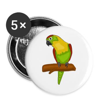 Papagei Vogel Exotisch Bunt - Buttons groß 56 mm (5er Pack) - Weiß - Vorne