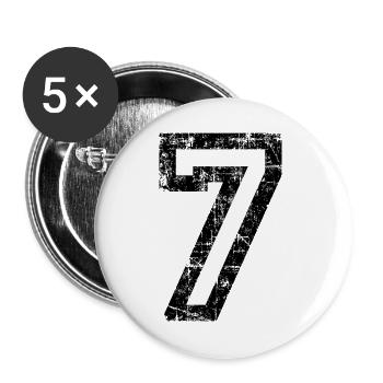 Zahl 7 (Vintage Weiß) 7. Geburtstag Nr. 7 - Buttons groß 56 mm (5er Pack) - Weiß - Vorne