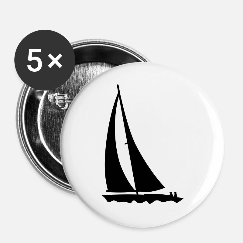 Segeln - Buttons groß 56 mm (5er Pack) - Weiß