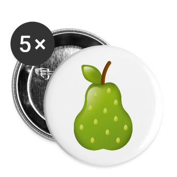 Smiley Pear - Buttons groß 56 mm (5er Pack) - Weiß - Vorne