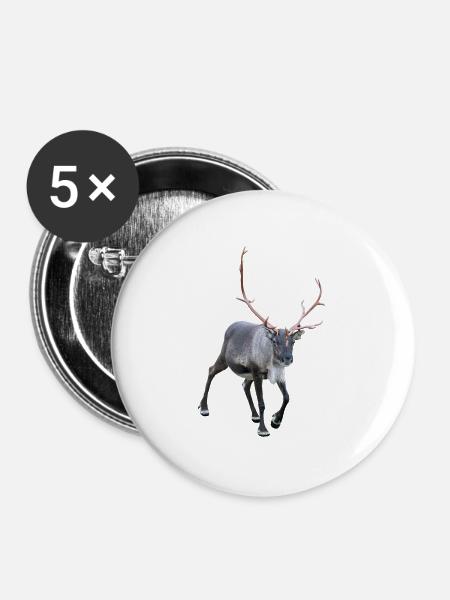 Rentier - Buttons groß 56 mm (5er Pack) - Weiß