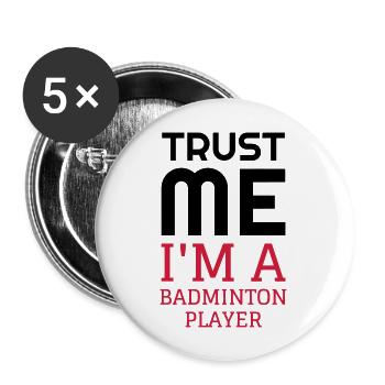 Badminton / Badminton Player / Birdie / Sport - Buttons large 2.2''/56 mm (5-pack) - white - Front