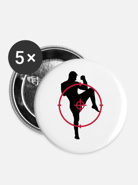 Kickboxen / Kickboxing / Kickboxer / Kick Boxing - Buttons groß 56 mm (5er Pack) - Weiß