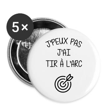 Tir A l'arc / Archer / Archère / Flèche / Sport - Lot de 5 grands badges (56 mm) - blanc - Devant