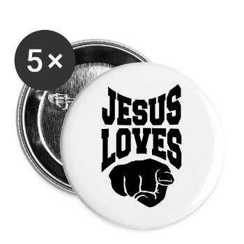 bouton croix texte lettrage croix symbole équipe c - Lot de 5 grands badges (56 mm) - blanc - Devant