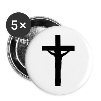 schwarz tot angenagelt kreuz symbol team crew freu - Buttons groß 56 mm (5er Pack) - Weiß - Vorne