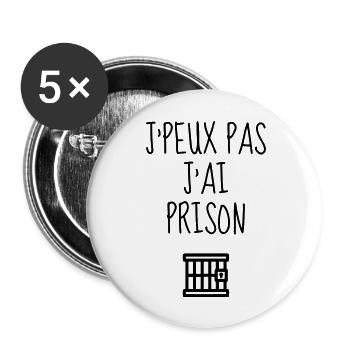 gardien de prison / surveillant / police / juge - Lot de 5 grands badges (56 mm) - blanc - Devant