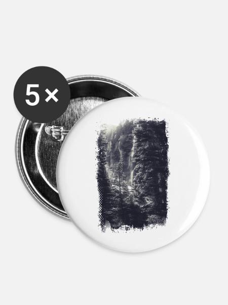 Wald Blick Landschaft - Buttons groß 56 mm (5er Pack) - Weiß
