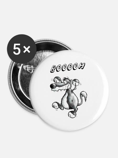 Wilder Wolf - Buttons groß 56 mm (5er Pack) - Weiß