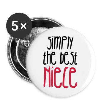 Nichte / Neffe / Onkel / Tante - Buttons groß 56 mm (5er Pack) - Weiß - Vorne
