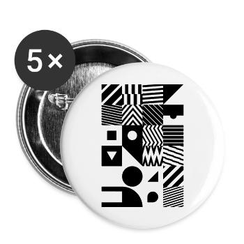 Minimal Muster Abstrakt - Buttons groß 56 mm (5er Pack) - Weiß - Vorne
