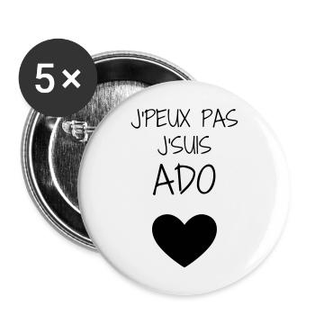 adolescent / enfant / ado / adolescente - Lot de 5 grands badges (56 mm) - blanc - Devant