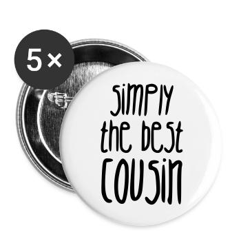 Oncle / Tante / Cousin / Cousine - Lot de 5 grands badges (56 mm) - blanc - Devant