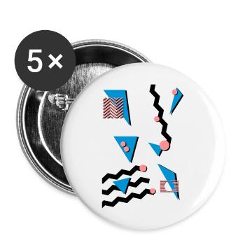 Retro Muster - Buttons groß 56 mm (5er Pack) - Weiß - Vorne