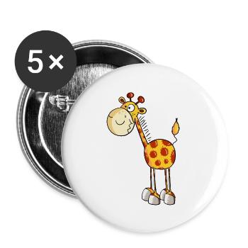 Funny Giraffe - Giraffes - Cartoon - Animal - Buttons large 2.2''/56 mm (5-pack) - white - Front
