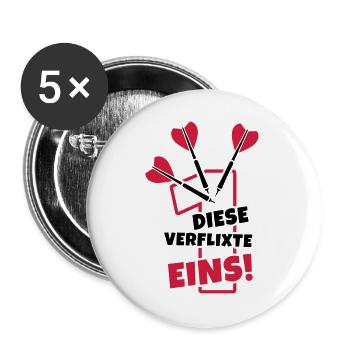 dart humor dartpfeile - Buttons groß 56 mm (5er Pack) - Weiß - Vorne