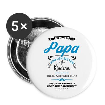 stolzer papa - Buttons groß 56 mm (5er Pack) - Weiß - Vorne