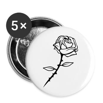 rose flower design - Buttons groß 56 mm (5er Pack) - Weiß - Vorne
