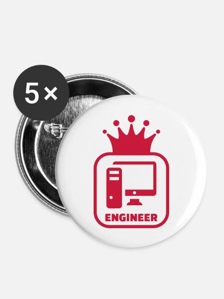 Computer / Informatiker / Aussenseiter / Ingenieur - Buttons groß 56 mm (5er Pack) - Weiß
