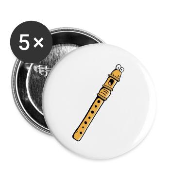 Lustige Flöte - Flöten - Blockflöte - Geschenk - Buttons groß 56 mm (5er Pack) - Weiß - Vorne