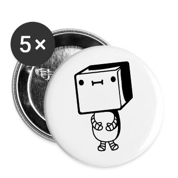 Petit robot mignon - Lot de 5 grands badges (56 mm) - blanc - Devant