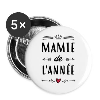 Großmütter / Oma / Mami / Großmutter / Mamy - Buttons groß 56 mm (5er Pack) - Weiß - Vorne