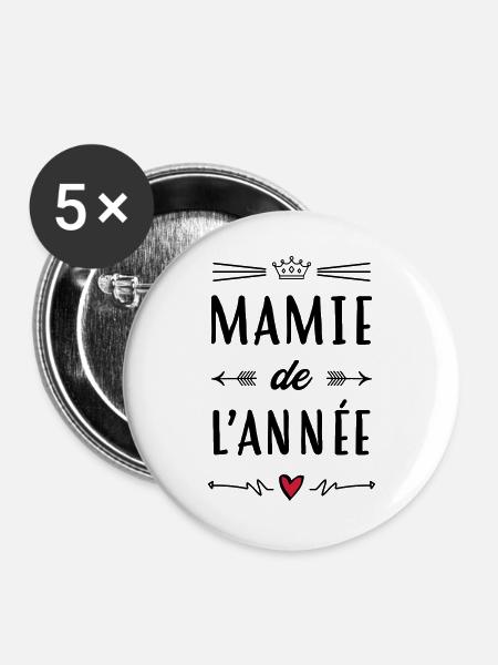 Mamie Mamy Grand-Mère Grand Mere Grands Parents - Buttons large 2.2''/56 mm (5-pack) - white