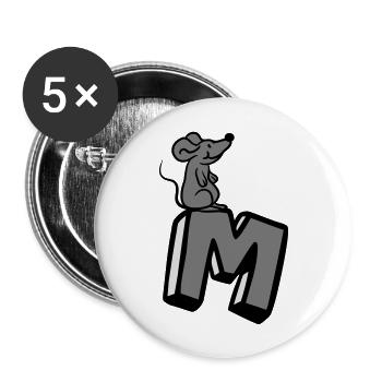 Mouse Rat Little Mouse Cute Cute Letter M Initial - Buttons large 2.2''/56 mm (5-pack) - white - Front