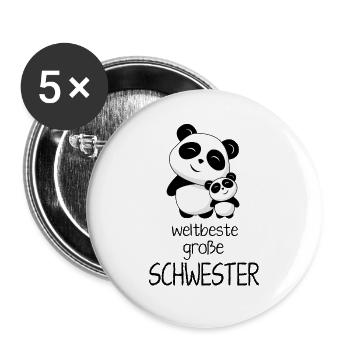 Weltbeste grosse Schwester - Buttons groß 56 mm (5er Pack) - Weiß - Vorne