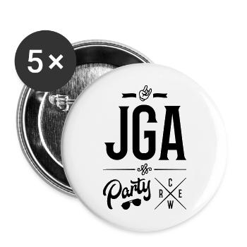 jga crew party - Buttons groß 56 mm (5er Pack) - Weiß - Vorne