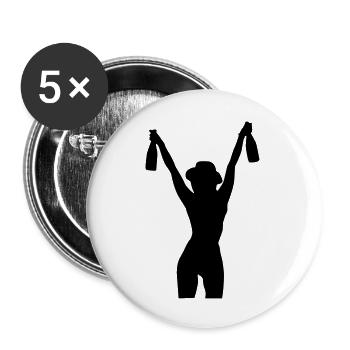 drinking party girl - Buttons large 2.2''/56 mm (5-pack) - white - Front