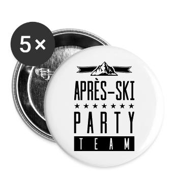 apres ski party team - Buttons groß 56 mm (5er Pack) - Weiß - Vorne