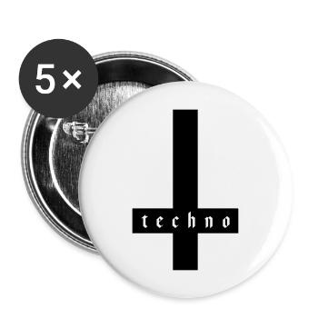 TECHNO KREUZ - Buttons groß 56 mm (5er Pack) - Weiß - Vorne