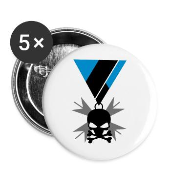 Totenkopf Schädel und Knochen Orden - Buttons groß 56 mm (5er Pack) - Weiß - Vorne