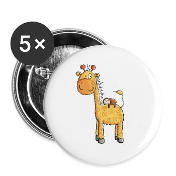 Mignonne girafe avec paresse I Bande dessinée d'animaux sauvages - Lot de 5 grands badges (56 mm) - blanc - Devant
