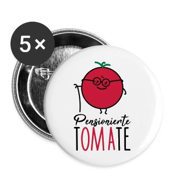 Pensionierte Oma - Buttons groß 56 mm (5er Pack) - Weiß - Vorne