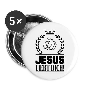jesus_liebt_dich_001 - Buttons groß 56 mm (5er Pack) - Weiß - Vorne