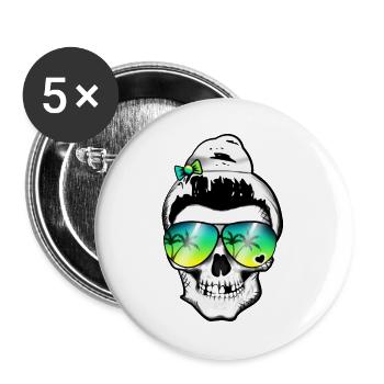 Skull woman - Buttons large 2.2''/56 mm (5-pack) - white - Front