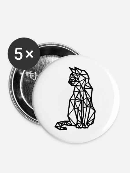 Geometrische Katzensilhouette - Buttons groß 56 mm (5er Pack) - Weiß